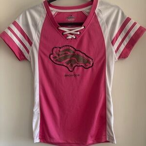 Denver Broncos Majestic Pink and White Women's Broncos Jersey